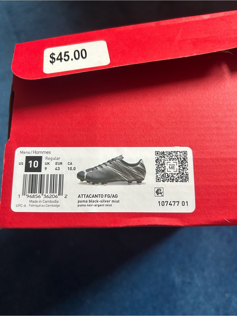 Puma Attaccanto FG/AG Men's Soccer Cleats - Black/Silver Mist